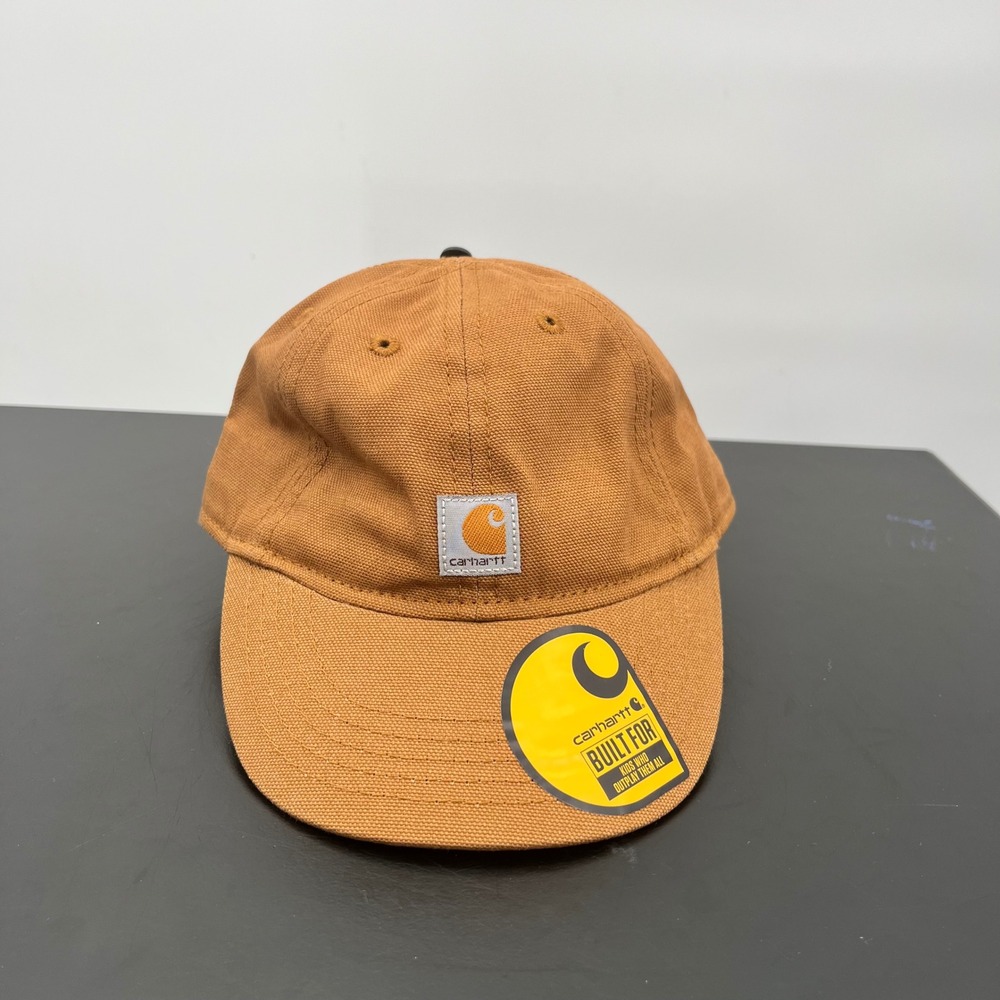Carhartt Canvas Hat Infant One Size Brown NWT Logo Patch Elastic Back AH8900